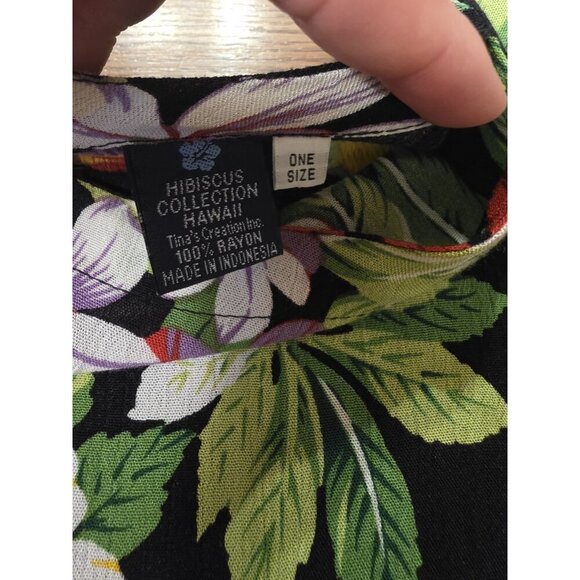 Hibiscus Collection Hawaii Dress One Size Lightweight 100% Rayon Tropical Floral - Picture 3 of 12